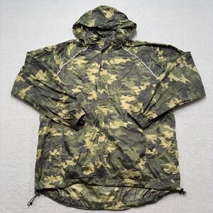 Ozark Trail Rain Jacket Men's L/XL Green Camo Hooded Reflective Hunting Gorpcore